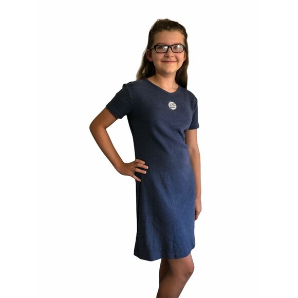 Calvin Klein T shirt Dress Pullover Logo Navy Blue Juniors Medium Short Sleeves - Picture 1 of 3